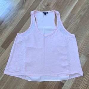 Express Linen Front/Satin Back Scoop Neck Tank